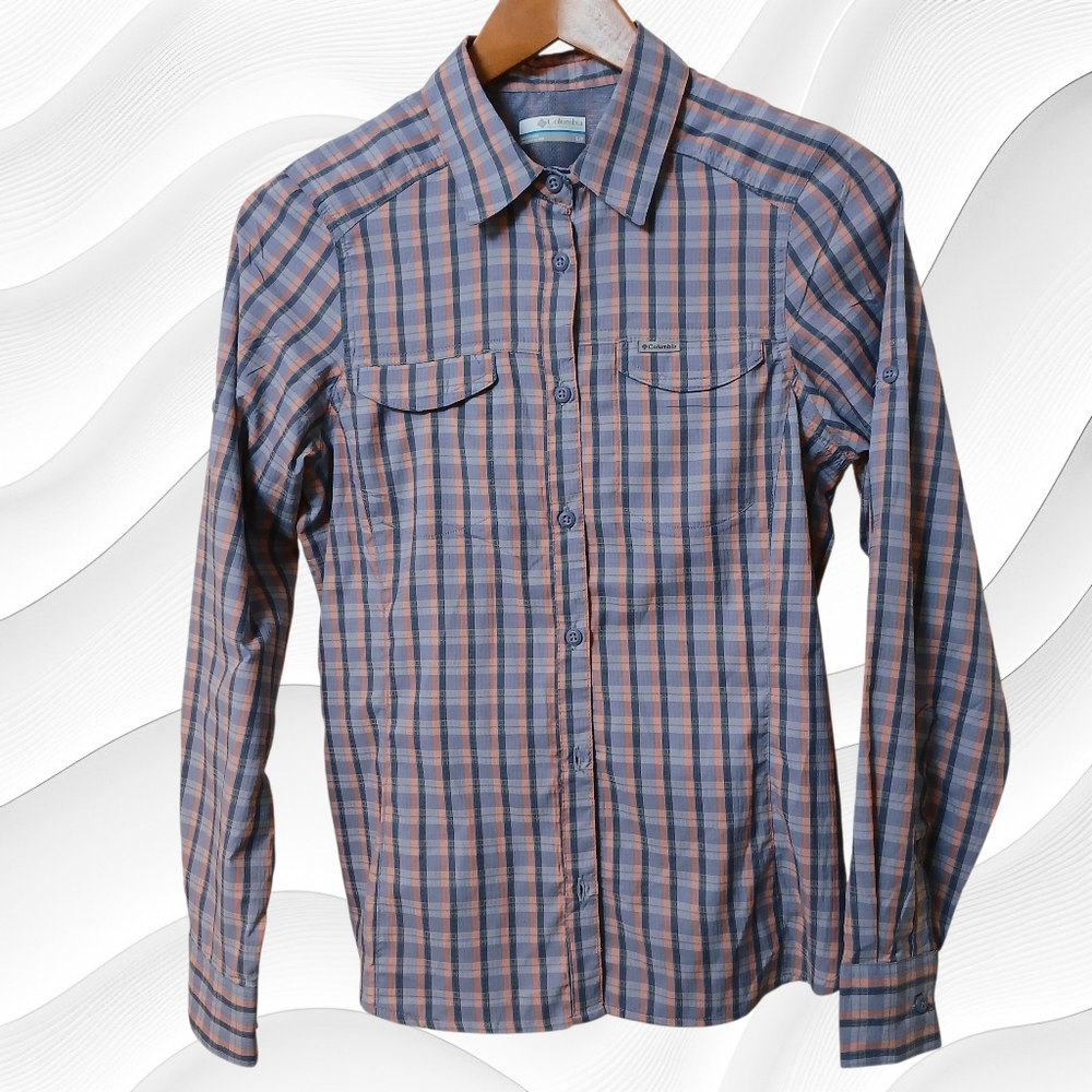Columbia Women's Sportswear Vented Back Shirt, Size SP, Plaid Polyester EUC